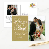 Liefde en Bedankt Antiek bruiloft Foto bedankt Briefkaart