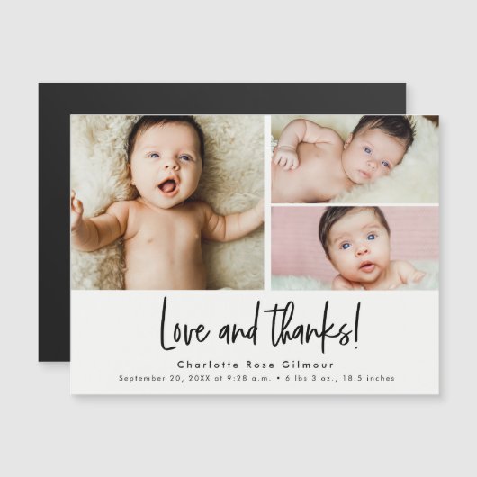 Liefde en bedankt Baby 3 foto's Bedankt (Voorkant / Achterkant)