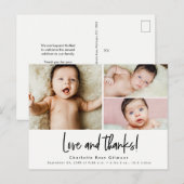 Liefde en bedankt Baby 3 foto's Bedankt Briefkaart (Voorkant / Achterkant)