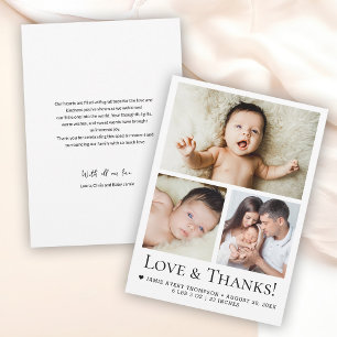 Liefde en Bedankt Baby Foto Geboorteaankondiging