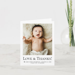 Liefde en Bedankt Baby Foto Geboorteaankondiging Aankondiging