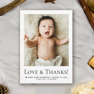 Liefde en Bedankt Baby Foto Geboorteaankondiging Aankondiging