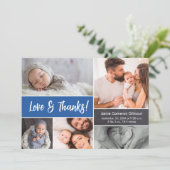 Liefde en Bedankt Baby Fotocollage Blauw (Staand voorkant)