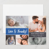Liefde en Bedankt Baby Fotocollage Blauw (Voorkant / Achterkant)