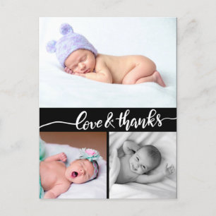 Liefde en Bedankt bij geboorte Foto Baby Aankondigingskaart