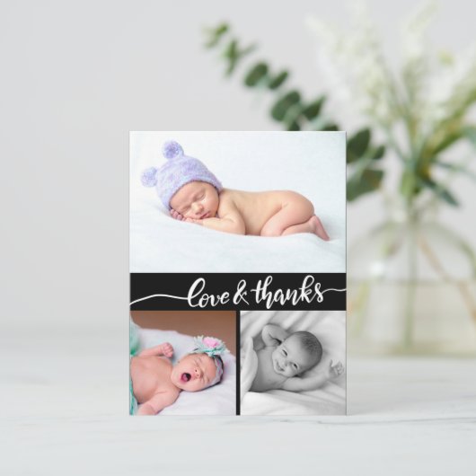 Liefde en Bedankt bij geboorte | Foto Baby Aankondigingskaart (Staand voorkant)