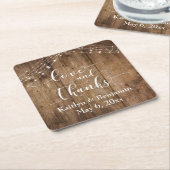 Liefde en Bedankt, bijtend bruin hout en licht Kartonnen Onderzetters (Schuin)