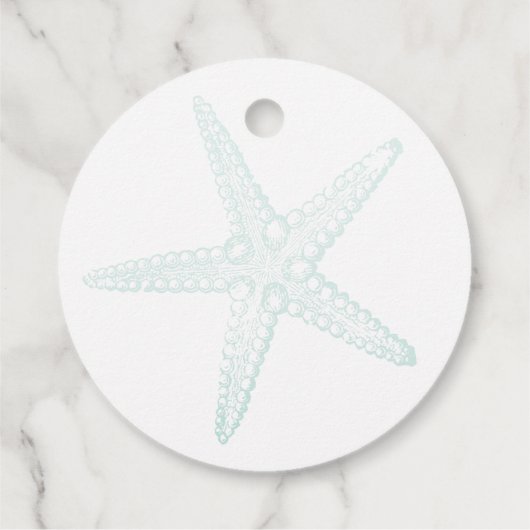Liefde en Bedankt Blauwe Starfish Beach Wedding Bedankjes Labels (Achterkant)