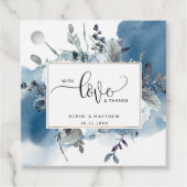 Liefde en Bedankt, blauwe Waterverf en Floral Bedankjes Labels (Voorkant)