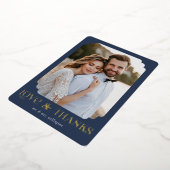 Liefde en Bedankt Blue Gold Weddenschap Hartelijk  Folie Uitnodiging (Gedraaid)