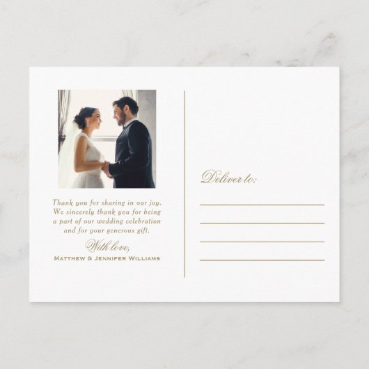 Liefde en Bedankt Blush Gold Foto Bruiloft Dank u Briefkaart (Achterkant)