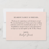 Liefde en Bedankt Blush Herfst Floral Wedding Foto (Achterkant)