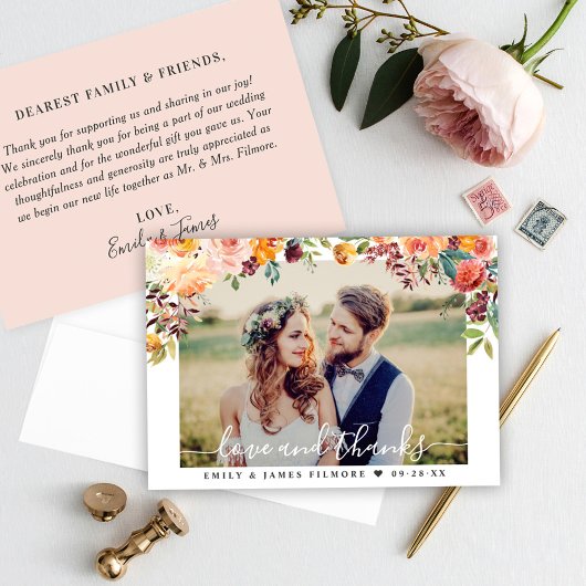 Liefde en Bedankt Blush Herfst Floral Wedding Foto