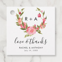 Liefde en Bedankt Blush Pink Rose Wedding Script Bedankjes Labels