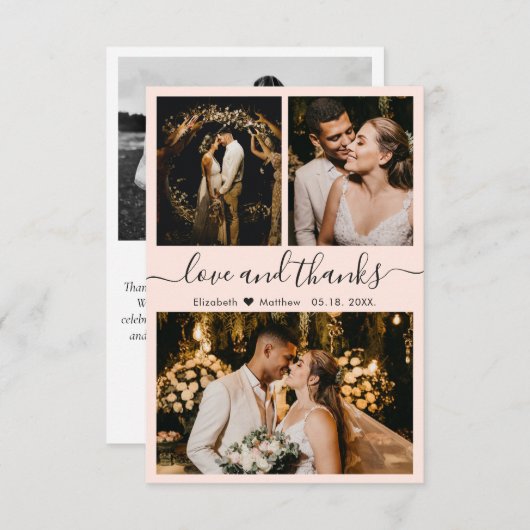 Liefde en Bedankt Blush Pink Weddenschap Hartelijk (Voorkant / Achterkant)
