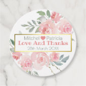 Liefde en Bedankt Blush Roze en groen Bruiloft Bedankjes Labels (Voorkant)