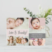 Liefde en Bedankt Blush Roze Foto's Baby shower (Staand voorkant)