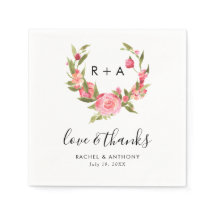 Liefde en Bedankt Boho Monogram Trouwstof Roos