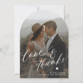 Liefde en bedankt boog foto bruiloft dank je kaart (Voorkant)