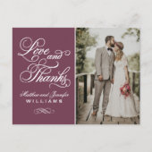 Liefde en Bedankt Bourgondische bruiloft foto Dank Briefkaart (Voorkant)