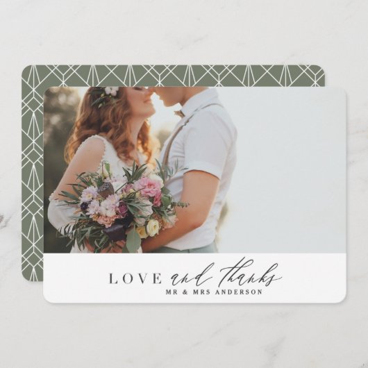 Liefde en bedankt bruiloft bedankt je kaart (Voorkant / Achterkant)