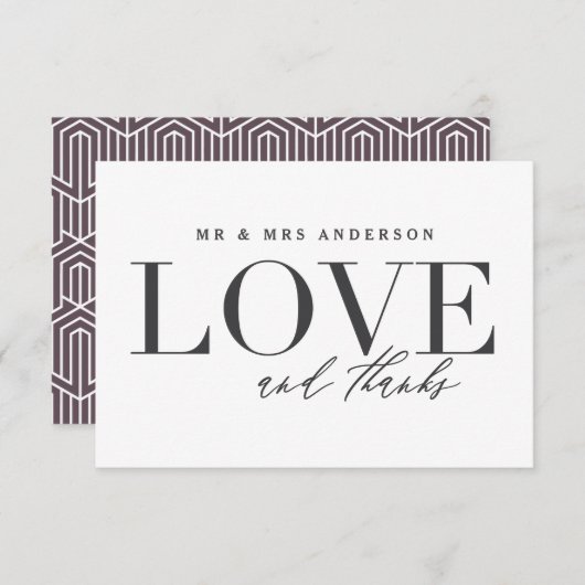 Liefde en bedankt bruiloft bedankt je kaart (Voorkant / Achterkant)