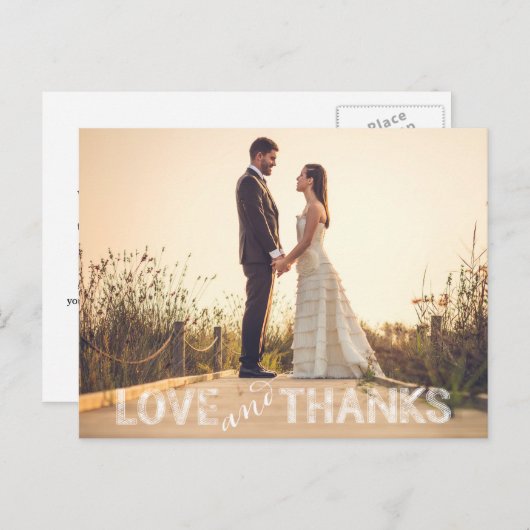 Liefde en Bedankt bruiloft Briefkaart (Voorkant / Achterkant)