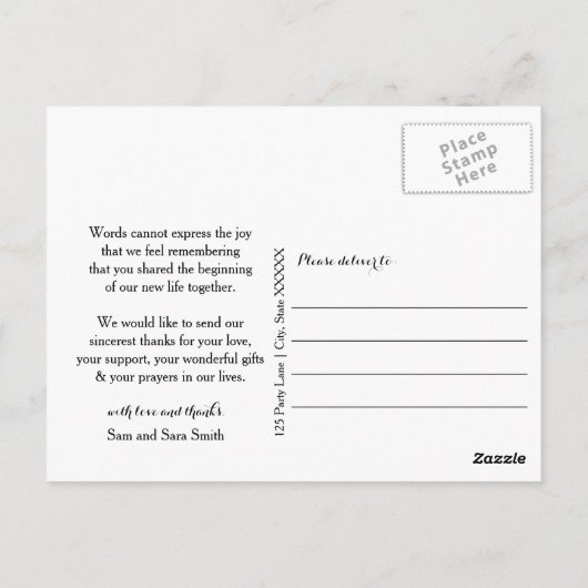 Liefde en Bedankt bruiloft Briefkaart (Achterkant)