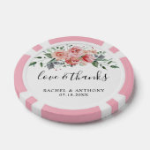 Liefde en Bedankt Bruiloft Custom Roze Bloemen Boh Poker Chips (Enkel)