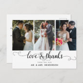 Liefde en Bedankt bruiloft foto collage dank u Briefkaart (Voorkant / Achterkant)