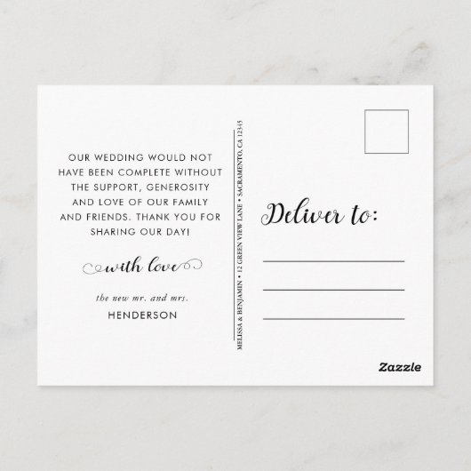 Liefde en Bedankt bruiloft foto collage dank u Briefkaart (Achterkant)