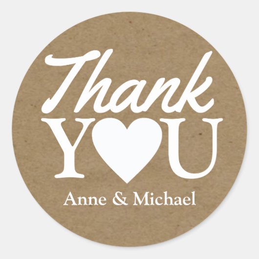 liefde en bedankt bruiloft ronde sticker (Voorkant)