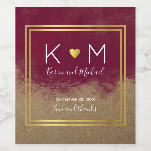 Liefde en bedankt bruiloft wijn-kleur wijn etiket (Enkel label)