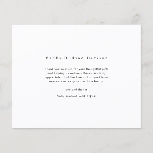 Liefde en Bedankt Budget Foto Baby Dank je kaart (Achterkant)
