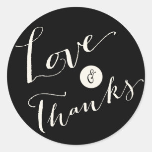 Liefde en Bedankt Calligrafiescript Weddenschappen Ronde Sticker