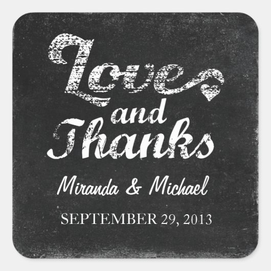 LIEFDE EN BEDANKT Chalkboard GUNST LABELS STICKERS (Voorkant)
