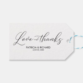 Liefde en Bedankt Chic Script Wedding Favors Label Cadeaulabel