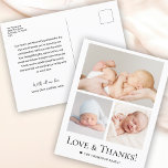 Liefde en Bedankt Custom foto Baby shower Briefkaart<br><div class="desc">Spreek dankbaarheid in stijl uit met het Simple Love and Bedankt Typography Photo Grid Baby shower bedankt briefkaart! Met een strak ontwerp met een lay-out van een fotorooster is deze aanpasbare kaart ideaal om de schattige momenten van je kleintje te laten zien terwijl je vrienden en familie bedankt. Een oprechte...</div>