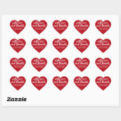 Liefde en Bedankt Donkerrood hart bruiloft gunst z Sticker (Vel)