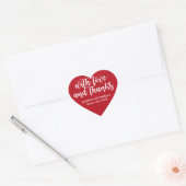 Liefde en Bedankt Donkerrood hart bruiloft gunst z Sticker (Envelop)