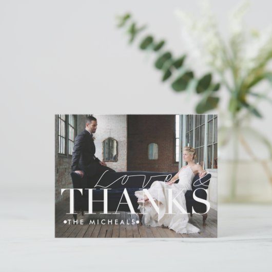 Liefde en Bedankt | Douanenaam & Foto Dank u Briefkaart (Staand voorkant)