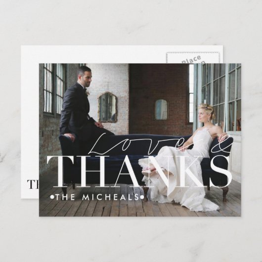 Liefde en Bedankt | Douanenaam & Foto Dank u Briefkaart (Voorkant / Achterkant)