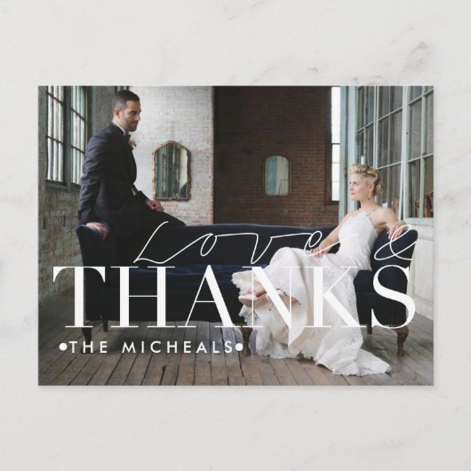 Liefde en Bedankt | Douanenaam & Foto Dank u Briefkaart (Voorkant)