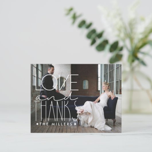 Liefde en Bedankt | Douanenaam & Foto Dank u Briefkaart (Staand voorkant)