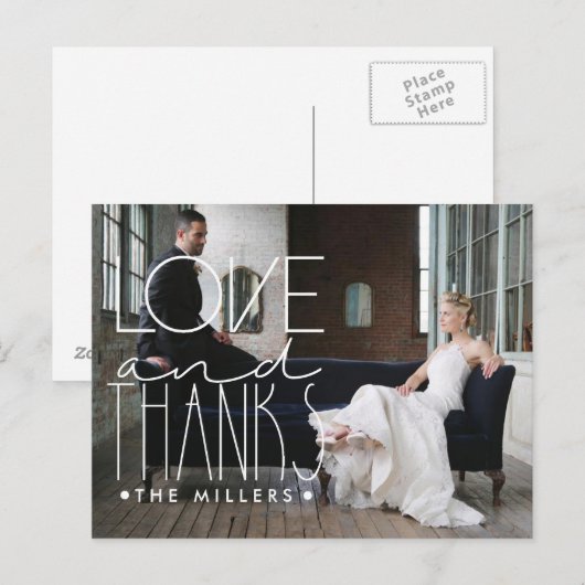 Liefde en Bedankt | Douanenaam & Foto Dank u Briefkaart (Voorkant / Achterkant)