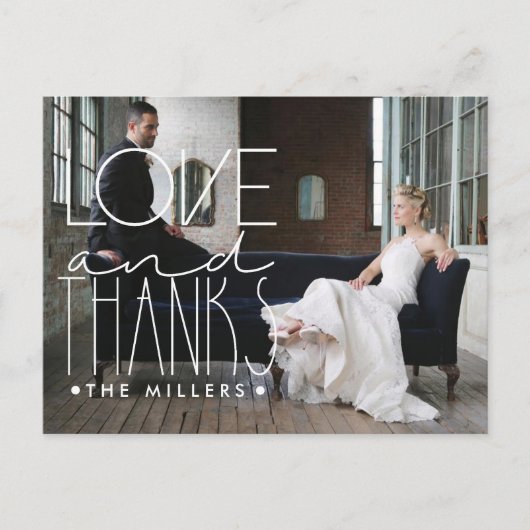 Liefde en Bedankt | Douanenaam & Foto Dank u Briefkaart (Voorkant)