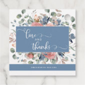 Liefde en Bedankt, Dusty Blue Blissful Floral Bedankjes Labels (Achterkant)