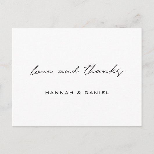 Liefde en Bedankt Eenvoudig huwelijk Dank je wel Briefkaart (Voorkant)