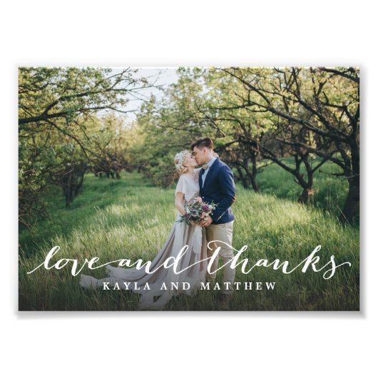 Liefde en Bedankt Eenvoudig script, volledige foto Afdruk (Voorkant)