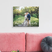 Liefde en Bedankt Eenvoudig script, volledige foto Canvas Afdruk (Insitu (Woonkamer))